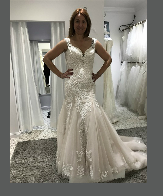 I tried on the dress for a bride